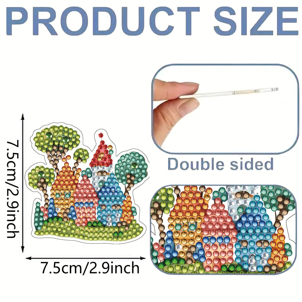 15pcs House 2D Acrylic DIY Diamond Art Fridge Magnet Kit for Home Car Decor