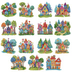 15pcs House 2D Acrylic DIY Diamond Art Fridge Magnet Kit for Home Car Decor