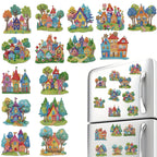 15pcs House 2D Acrylic DIY Diamond Art Fridge Magnet Kit for Home Car Decor